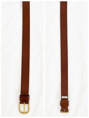 J. Crew Brown Leather Belt with Gold-Tone Buckle
